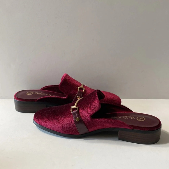 Bella Vita NWOB Burgundy Velvet Mules Size 8N - Picture 9 of 12